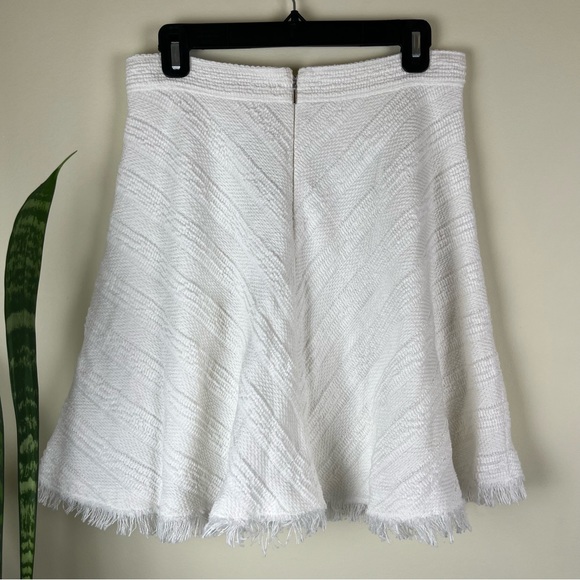 NWOT Rebecca Taylor Ivory Cotton Textured Tweed Frayed Hem Skirt White - Picture 11 of 16
